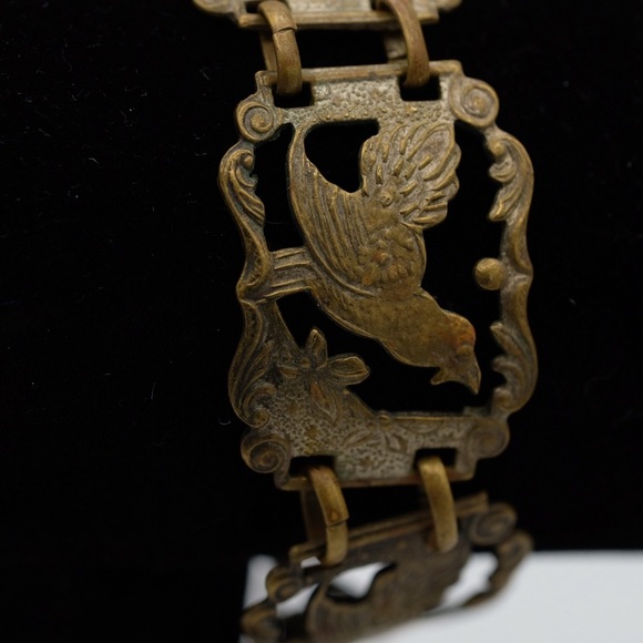Vintage metal Panel bracelet featuring Bird designs - Picture 12 of 16